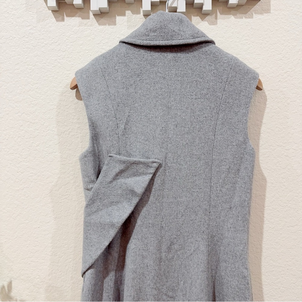 J.ING Jing Gray Wool Blend Double Breasted Sleeveless Longline Vest Coat Size M - Picture 8 of 10